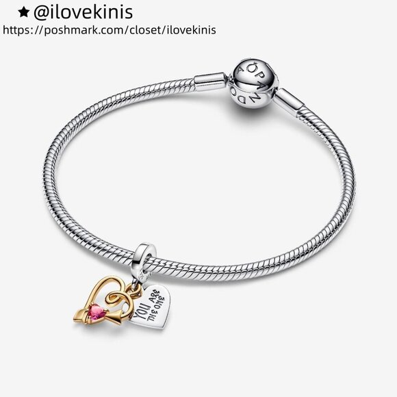 Pandora Engravable Heart & Arrow Double Dangle Charm - Picture 4 of 6